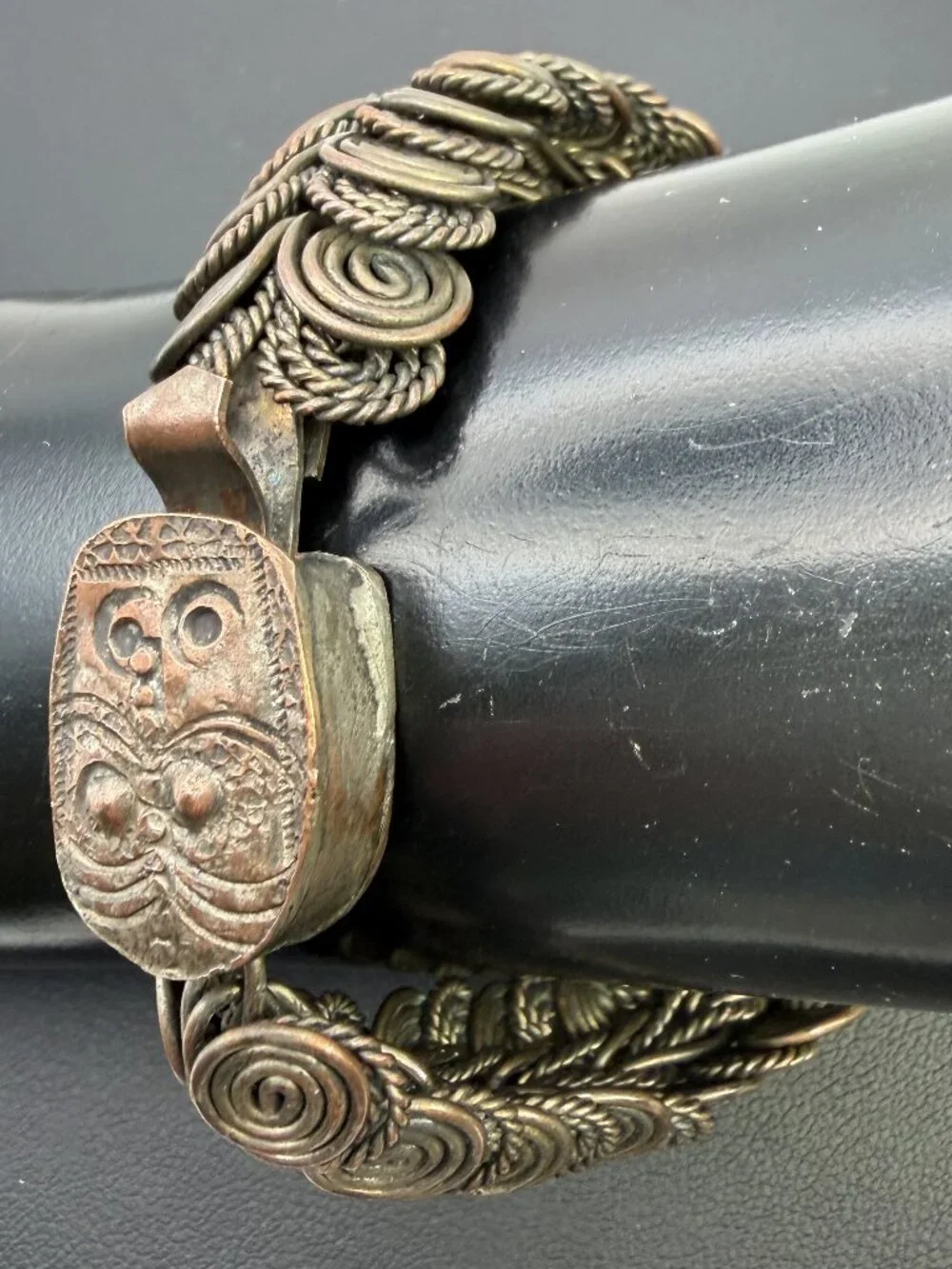 Vintage Handmade Solid Copper Wire Woven Bracelet Owl Clasp Studio Craft 47g
